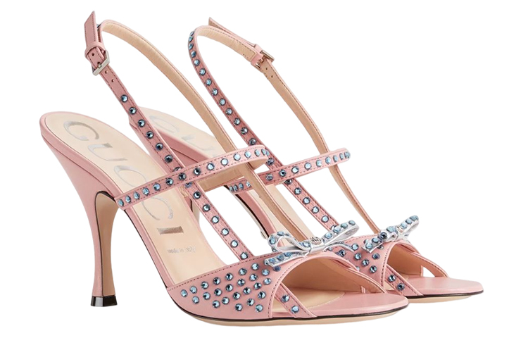 (W) Gucci Leather Sandal 'Crystal Bow Light Pink' 圖 2