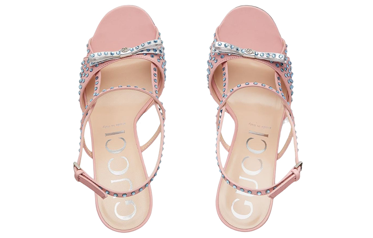 (W) Gucci Leather Sandal 'Crystal Bow Light Pink' 圖 3