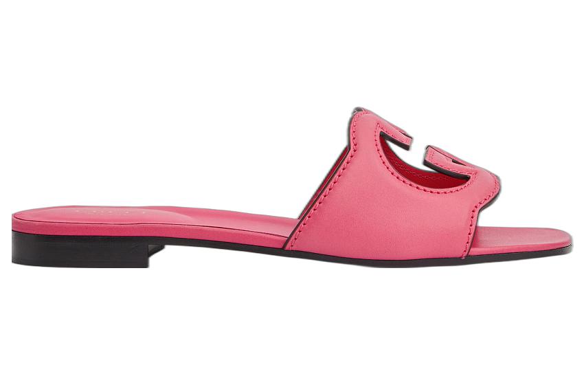 (W) Gucci Leather Sandal 'Double G Hollow Pink' 圖 2