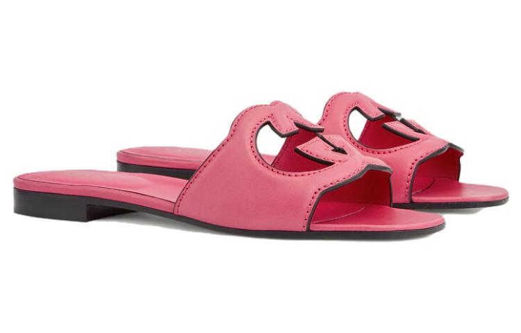 (W) Gucci Leather Sandal 'Double G Hollow Pink' 圖 3