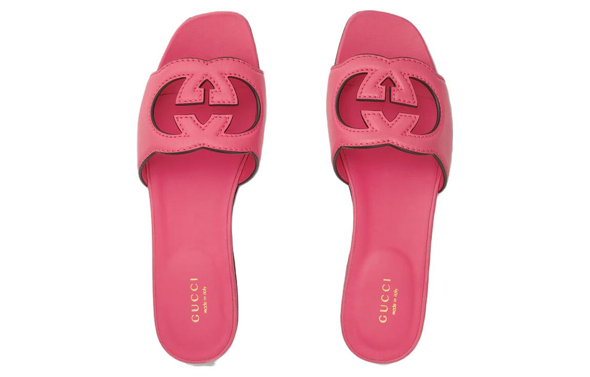 (W) Gucci Leather Sandal 'Double G Hollow Pink' 圖 4