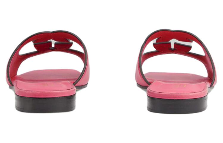 (W) Gucci Leather Sandal 'Double G Hollow Pink' 圖 5
