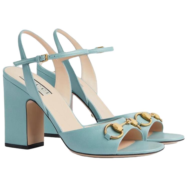 Lookbook GUCCI古馳 皮革 簡潔優雅 一字帶涼鞋 女款 淺藍色