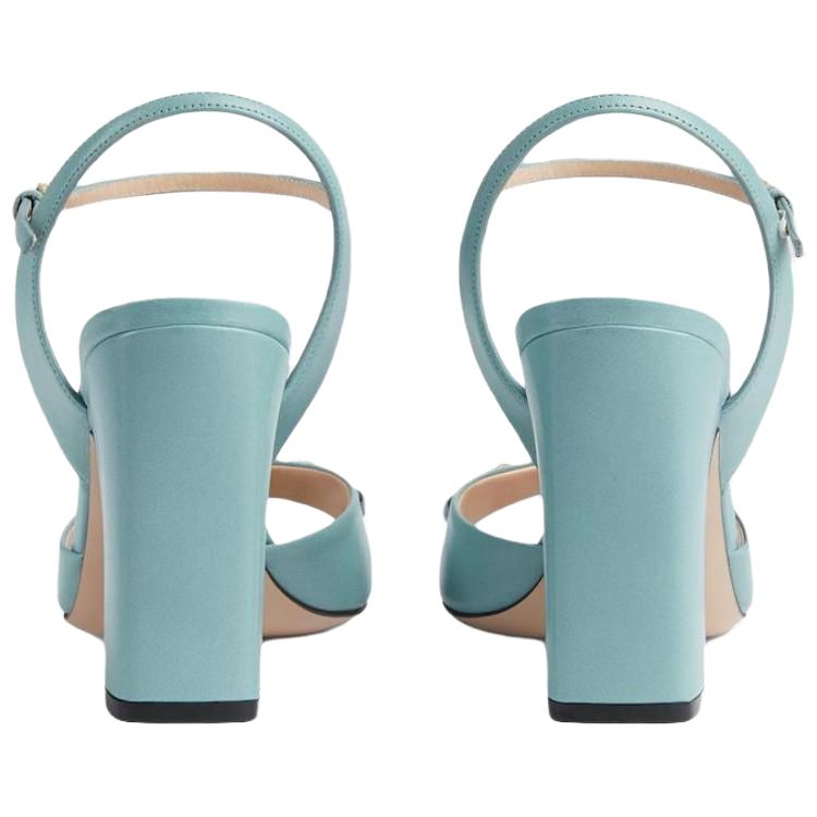 Purchase GUCCI古馳 皮革 簡潔優雅 一字帶涼鞋 女款 淺藍色