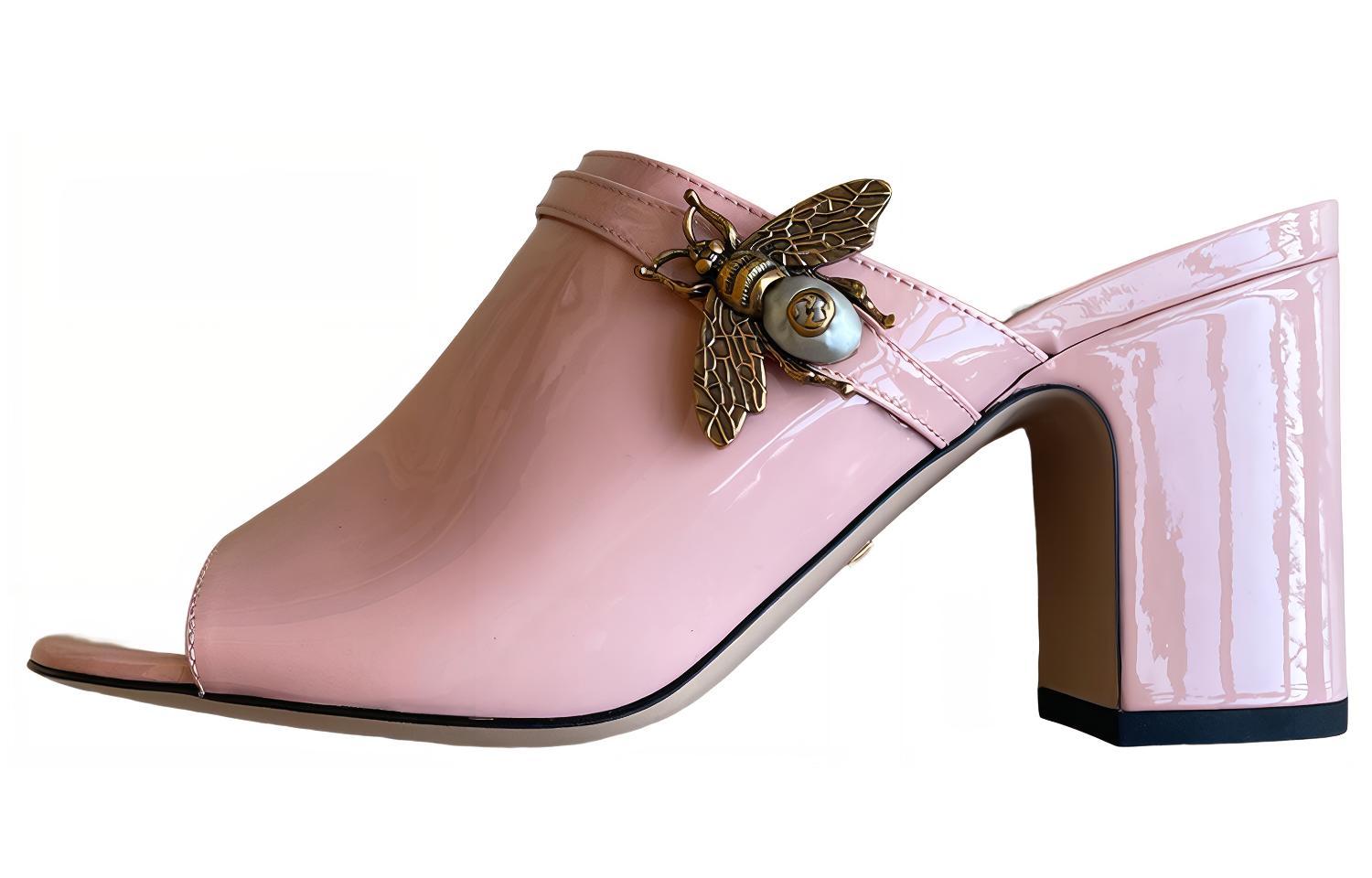 (Women) Gucci Leather Sandal With Bee 'Pink' 524623-BNC00-5909