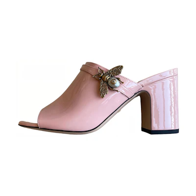 (W) Gucci Leather Sandal With Bee 'Pink'