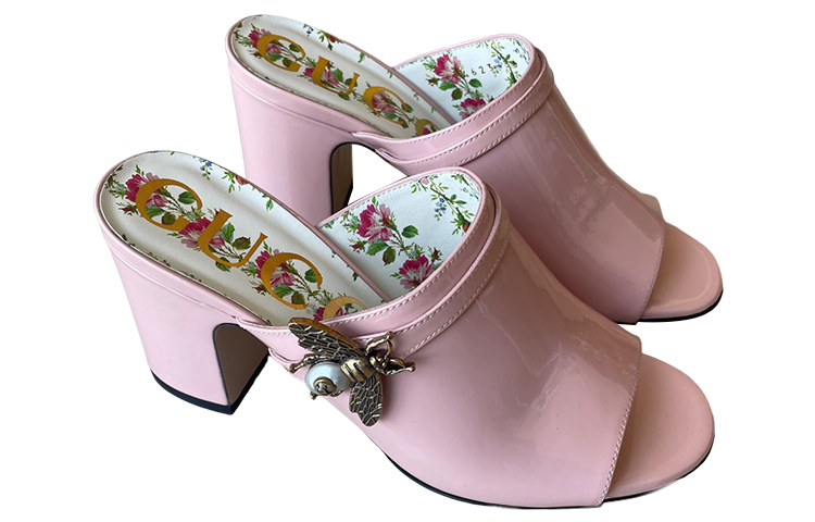 (W) Gucci Leather Sandal With Bee 'Pink' 圖 3