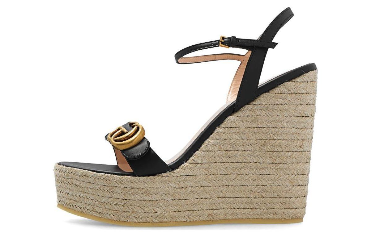 (Women) Gucci Leather Sandals 'Fashion Woven Thick Sole' 646386-A3N00-1000