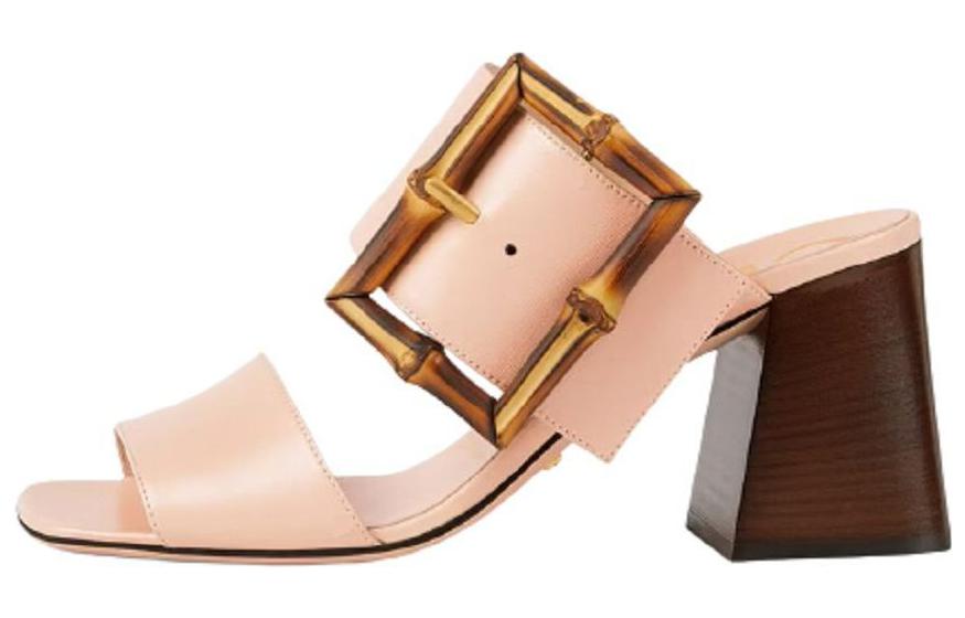(Women) Gucci Leather Sandals 'Light Pink Bamboo Buckle' 674821-C9D00-6705