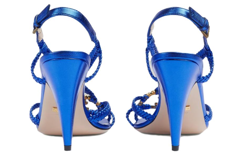 Shop (W) Sandali in Pelle Gucci con Fibbia Doppia G Cristallo ''Blu'' 739098-B8B00-4220