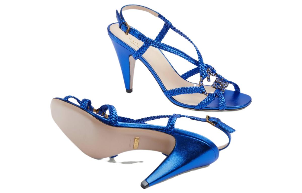 Purchase (W) Sandali in Pelle Gucci con Fibbia Doppia G Cristallo ''Blu'' 739098-B8B00-4220