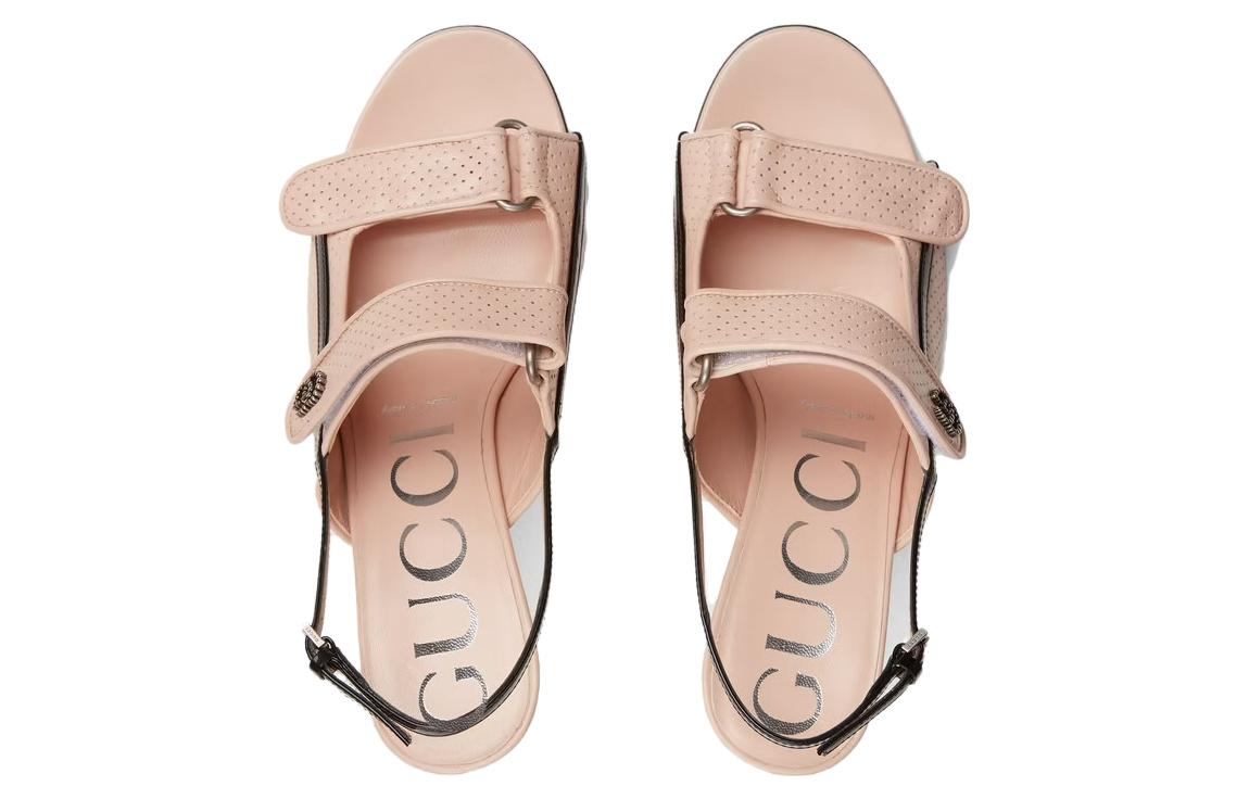 Shop (W) (女性用) グッチレザーサンダル ミニダブルGバックル 'ライトピンク' 655415-04JT0-6764 655415-04JT0-6764