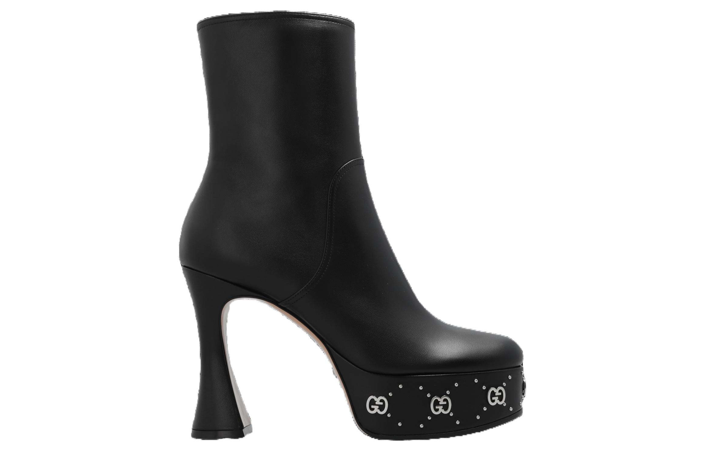 Order (W) 구찌 트렌디 블랙 가죽 숏부츠 (Gucci Trendy Black Leather Short Boots) 740599-BKO00-1000