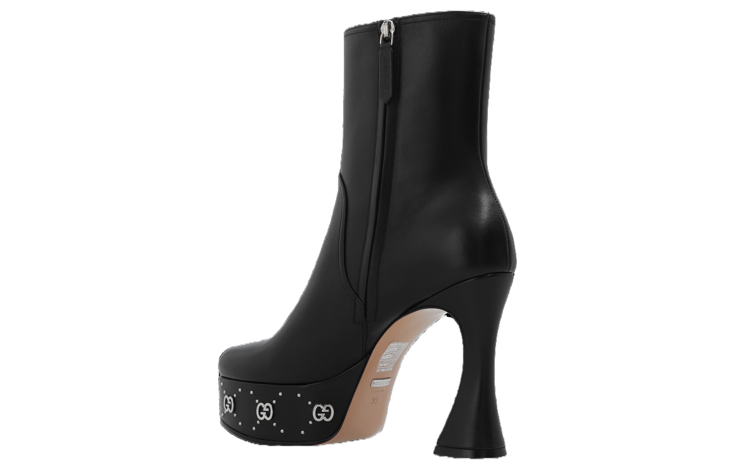 Lookbook (W) 구찌 트렌디 블랙 가죽 숏부츠 (Gucci Trendy Black Leather Short Boots) 740599-BKO00-1000