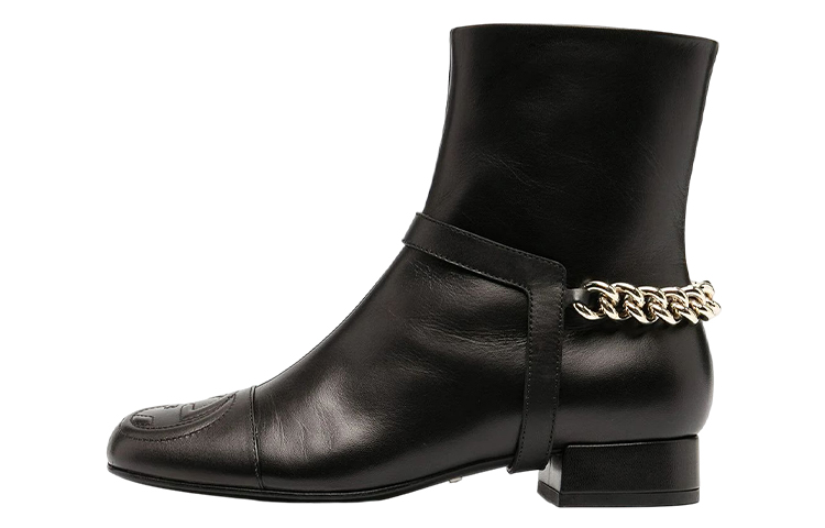 Buy GUCCI古馳 皮革 時尚拉鍊 短靴 女款 黑色