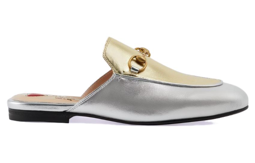 Order (W) Gucci Ledersandalen ''Metallic Gold und Silber'' 731000-B8B20-8160