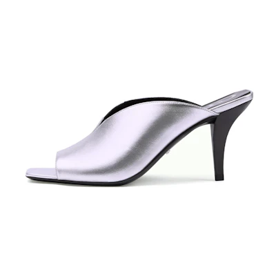 (W) Gucci Leather Slide 'Silver'