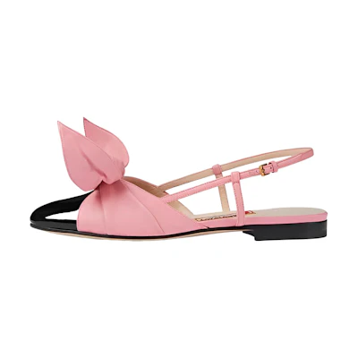 (W) Gucci Leather Slingback Flats 'Pink Rabbit Year LTD Edition'