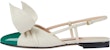(W) Gucci Flat Kulit Slingback 'Putih Hijau Tahun Arnab' 729755-BNC80-3146