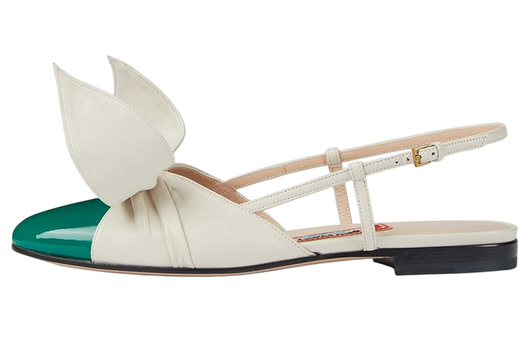 (Women) Gucci Leather Slingback Flats 'White Green Year of the Rabbit' 729755-BNC80-3146