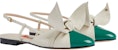 (W) Gucci Flat Kulit Slingback 'Putih Hijau Tahun Arnab' 729755-BNC80-3146
