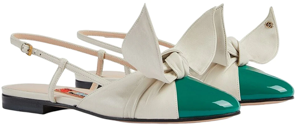 (Women) Gucci Leather Slingback Flats 'White Green Year of the Rabbit' 729755-BNC80-3146 Order (Women) Gucci Leather Slingback Flats 'White Green Year of the Rabbit' 729755-BNC80-3146