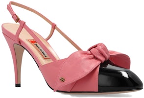 GUCCI古馳 皮革 搭扣圓頭露跟 細跟 高跟鞋 女款 粉黑 兔年限定 Lookbook GUCCI古馳 皮革 搭扣圓頭露跟 細跟 高跟鞋 女款 粉黑 兔年限定