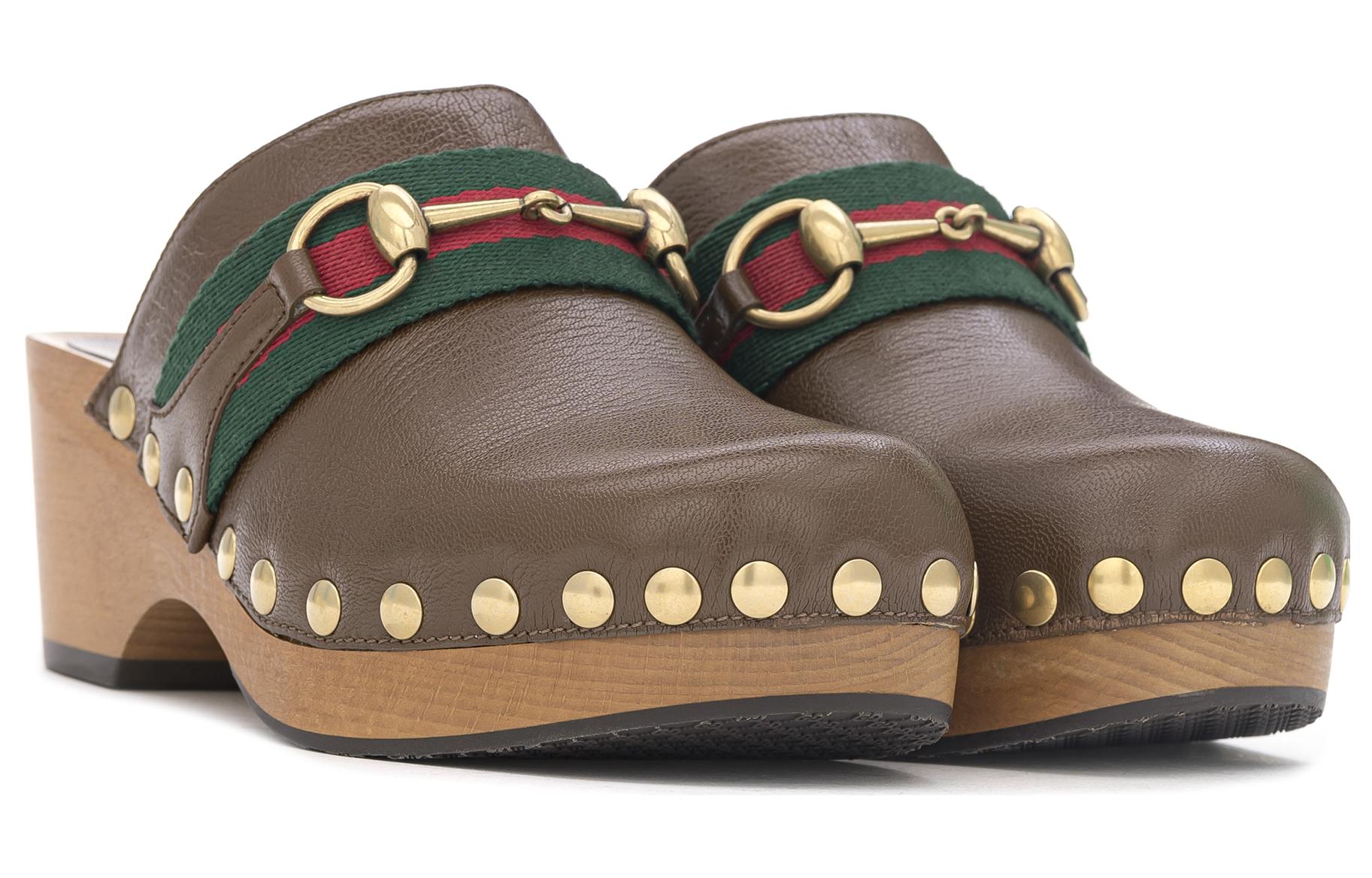 Lookbook (W) Gucci Leren Instapper ''Fashion Slide Bruin'' 700057-0G0P0-2360