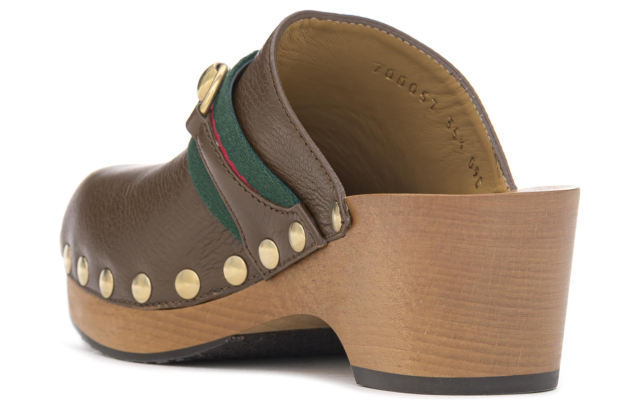 Shop (W) Gucci Leren Instapper ''Fashion Slide Bruin'' 700057-0G0P0-2360