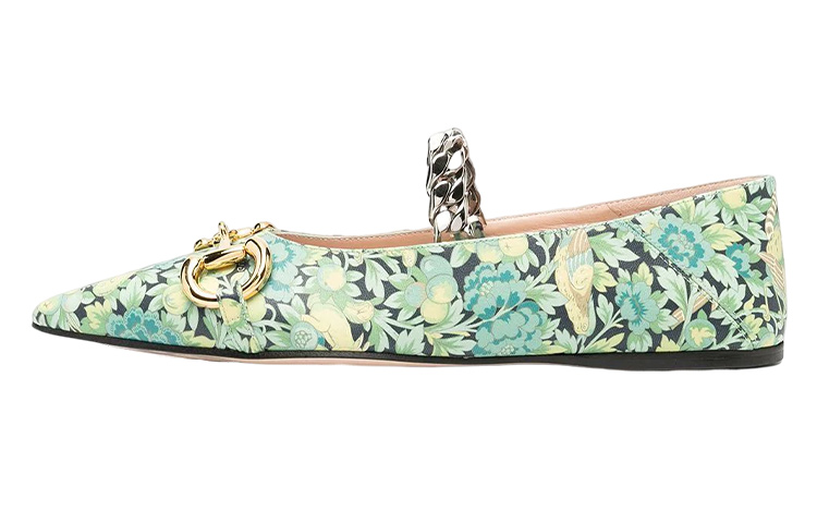 (Women) Gucci Leather Slip-On 'Floral Print Green' 639272-2IQ00-4854