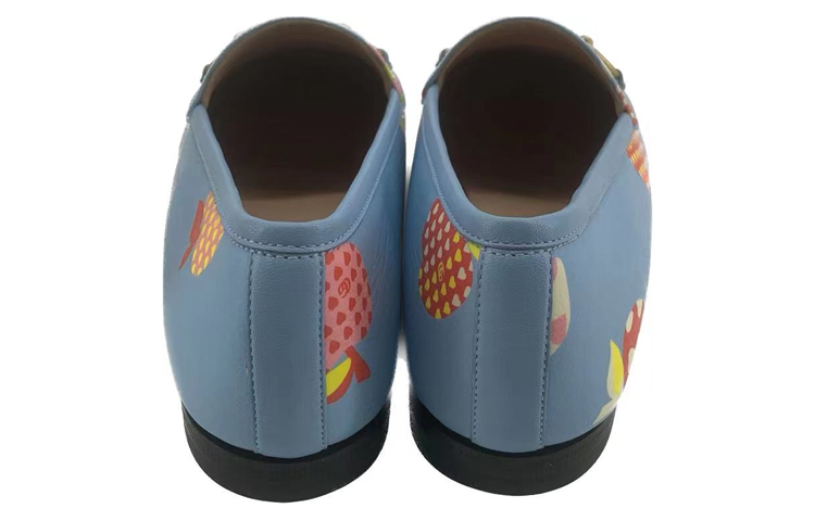 (W) Gucci Leather Slip On Shoes 'Blue Red' 圖 3