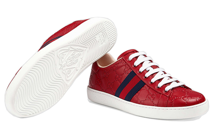 Purchase (W) （女性用）グッチ レザースニーカー 'レッドファッション' 387993-CWCG0-6485 387993-CWCG0-6485