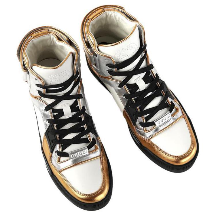 Purchase (W) 구찌 레더 스니커즈 '화이트 골드' (Gucci Leather Sneakers 'White Gold') 388015-BJ8M0-8070