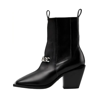 (W) Gucci Leather Square-Toe Chelsea Boots 'Black'