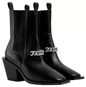 GUCCI 古馳 皮革 方頭 短筒 切爾西靴 女款 黑色 Lookbook GUCCI 古馳 皮革 方頭 短筒 切爾西靴 女款 黑色