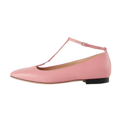(W) Gucci Leather Square-Toe Flat 'Pink'