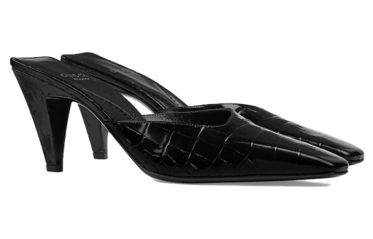 Order (Women) Gucci Leather Square-Toe Mule 'Black' 764184-UKQ00-1000