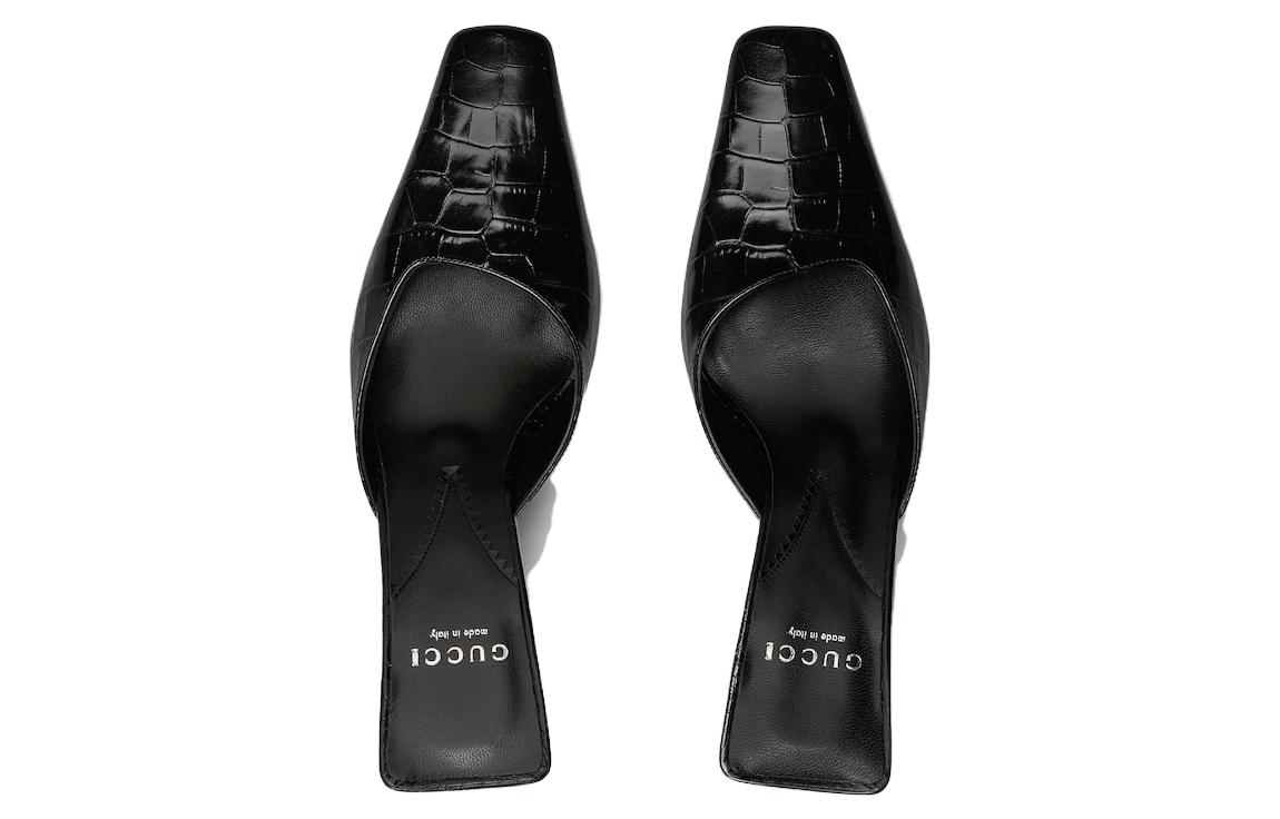 Lookbook (Women) Gucci Leather Square-Toe Mule 'Black' 764184-UKQ00-1000