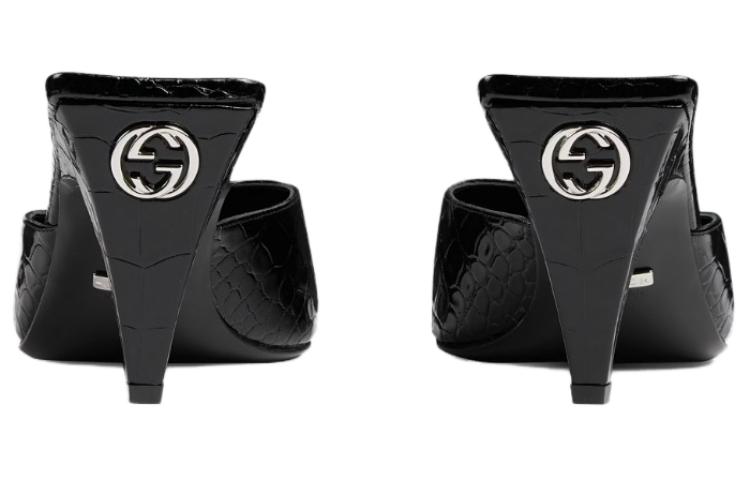 Shop (Women) Gucci Leather Square-Toe Mule 'Black' 764184-UKQ00-1000
