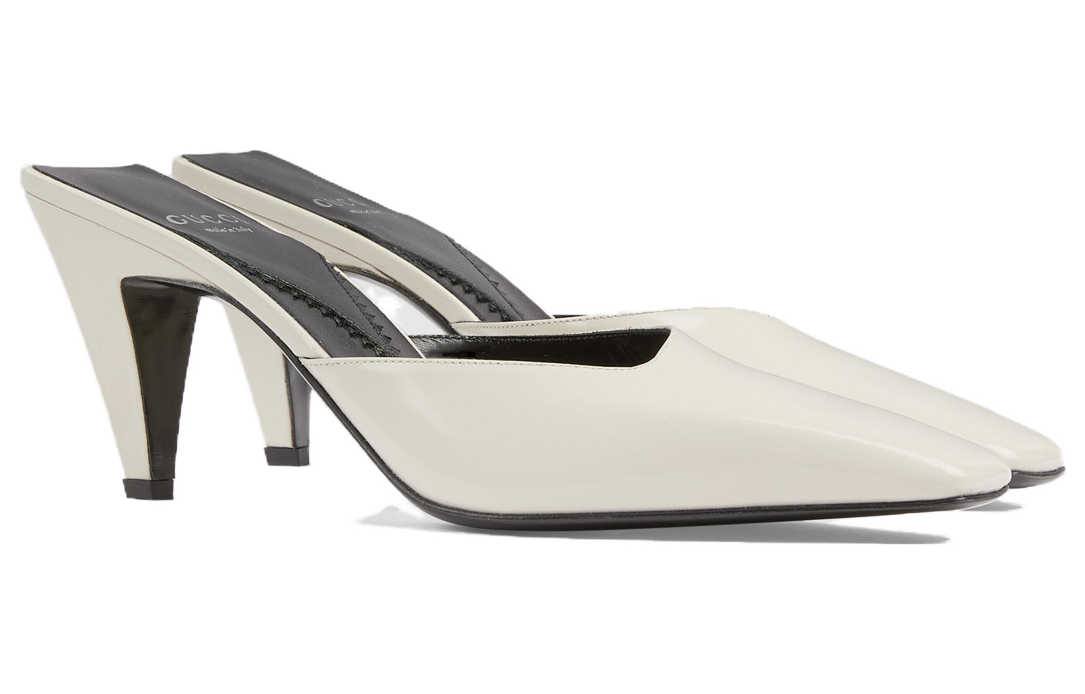 (W) Gucci Leather Square-Toe Slipper 'White' 圖 2