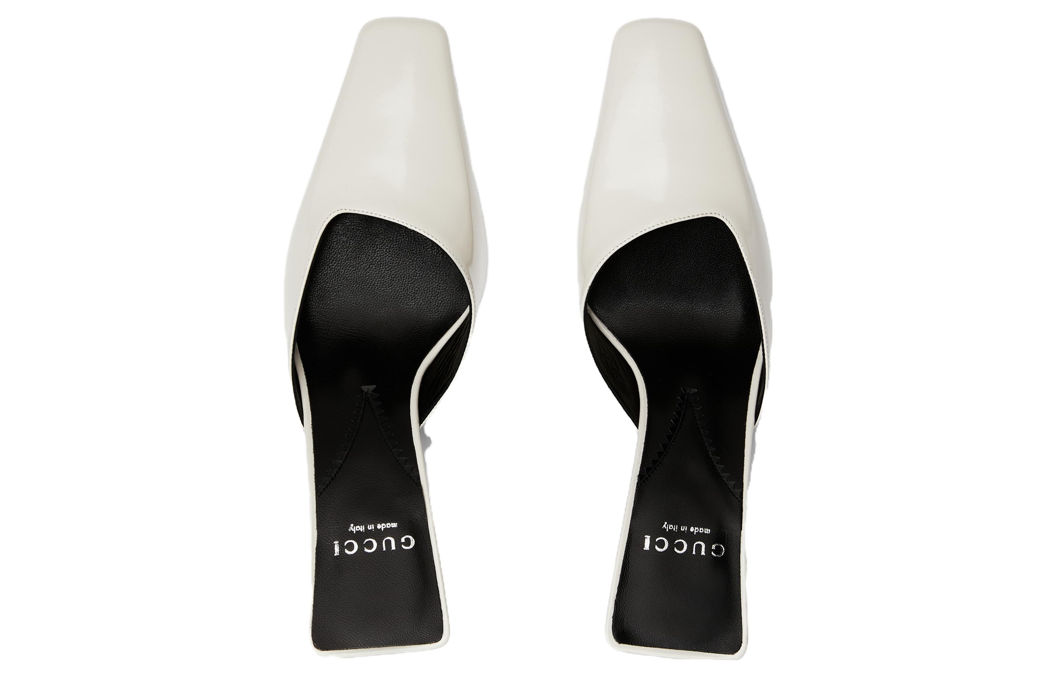 (W) Gucci Leather Square-Toe Slipper 'White' 圖 3