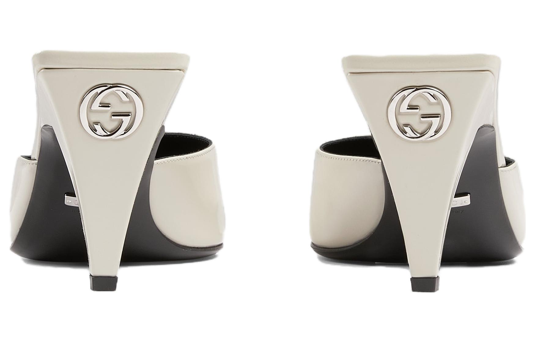 (W) Gucci Leather Square-Toe Slipper 'White' 圖 4
