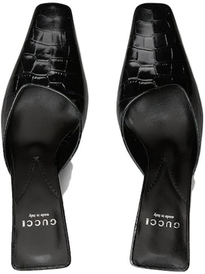 (W) Gucci Kulit Kasut Mules Hujung Petak 'Hitam' 764184-UKQ00-1000 Lookbook (W) Gucci Kulit Kasut Mules Hujung Petak 'Hitam' 764184-UKQ00-1000