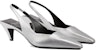 (W) Gucci Tumit Tinggi Slip-On Kulit Hujung Petak 'Silver' 764192-0MW00-8106