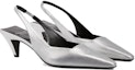 Order (W) Gucci Tumit Tinggi Slip-On Kulit Hujung Petak 'Silver' 764192-0MW00-8106