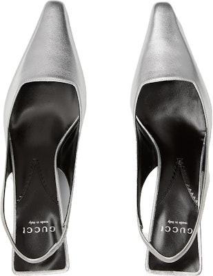 (Women) Gucci Leather Square-Toe Slip-On High Heels 'Silver' 764192-0MW00-8106 Lookbook (Women) Gucci Leather Square-Toe Slip-On High Heels 'Silver' 764192-0MW00-8106