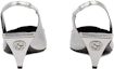 Shop (W) Gucci Tumit Tinggi Slip-On Kulit Hujung Petak 'Silver' 764192-0MW00-8106