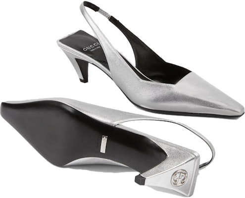 (Women) Gucci Leather Square-Toe Slip-On High Heels 'Silver' 764192-0MW00-8106 Purchase (Women) Gucci Leather Square-Toe Slip-On High Heels 'Silver' 764192-0MW00-8106