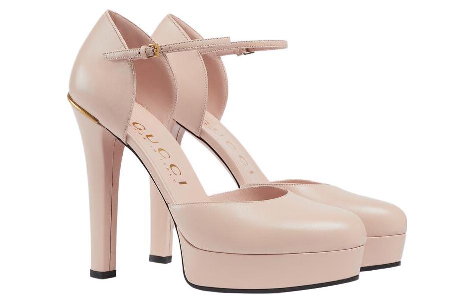 Order (W) Gucci Sepatu Stiletto Kulit Hak Tinggi 'Pink Muda' 738027-C9D00-6705