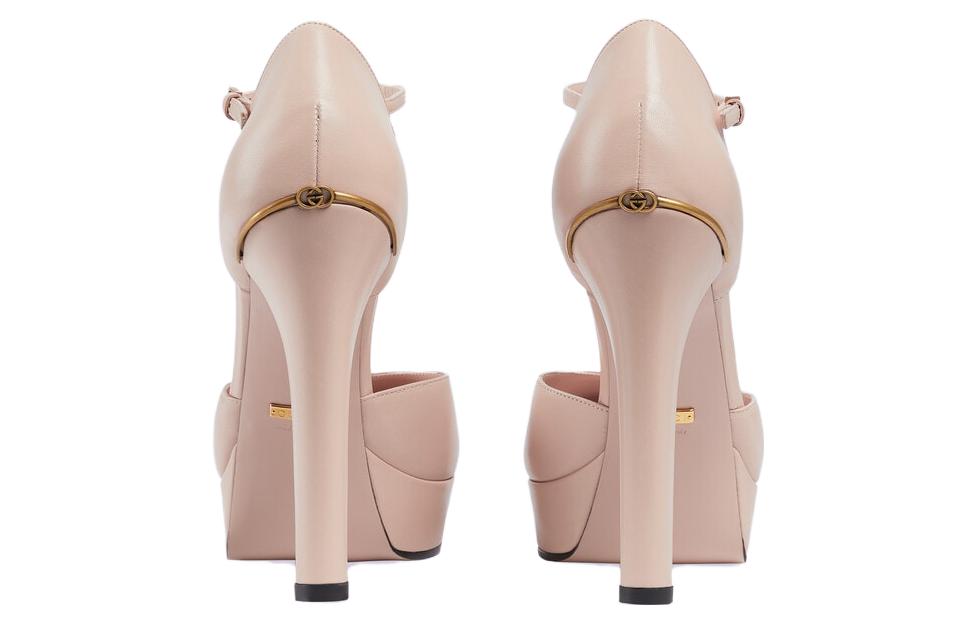 Lookbook (W) Gucci Sepatu Stiletto Kulit Hak Tinggi 'Pink Muda' 738027-C9D00-6705